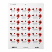 Schattig Modern Rode Lieveheersbeestje Persoonlijk Etiket (Full Sheet)