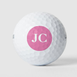 Schattig Modern Roze Wit Monogram Initialen Golfballen