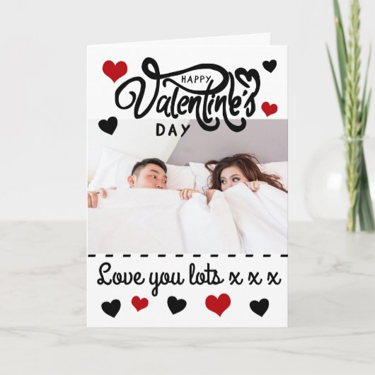 Schattig Modern Schrift Custom Foto Valentijn Kaart (Voorkant)