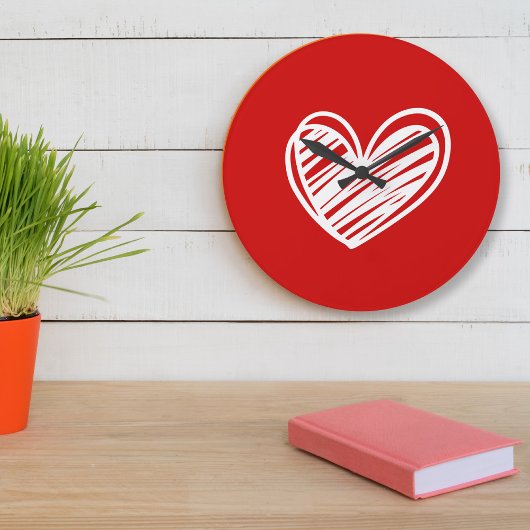 Schattig Modern Uniek Rode Harten Elegant Romantis Grote Klok