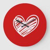 Schattig Modern Uniek Rode Harten Elegant Romantis Grote Klok (Voorkant)