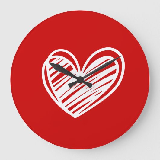 Schattig Modern Uniek Rode Harten Elegant Romantis Grote Klok (Voorkant)