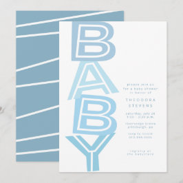 Schattig modern vet lichtblauw jongetje baby showe kaart