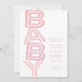 Schattig modern vet roze baby meisje douche kaart (Voorkant)