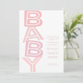 Schattig modern vet roze baby meisje douche kaart (Staand voorkant)