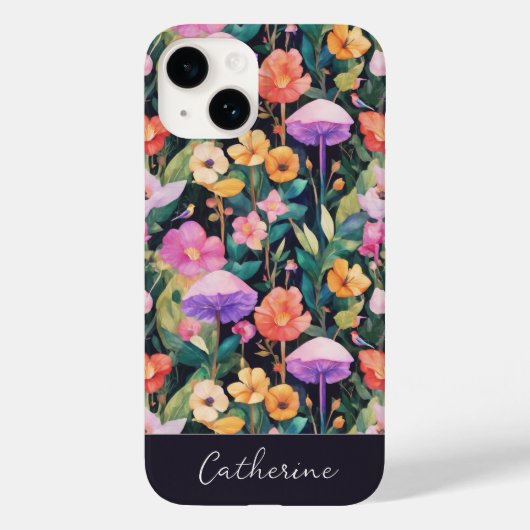 Schattig modern wilde bloem paddenstoel patroon me Case-Mate iPhone case (Achterkant)