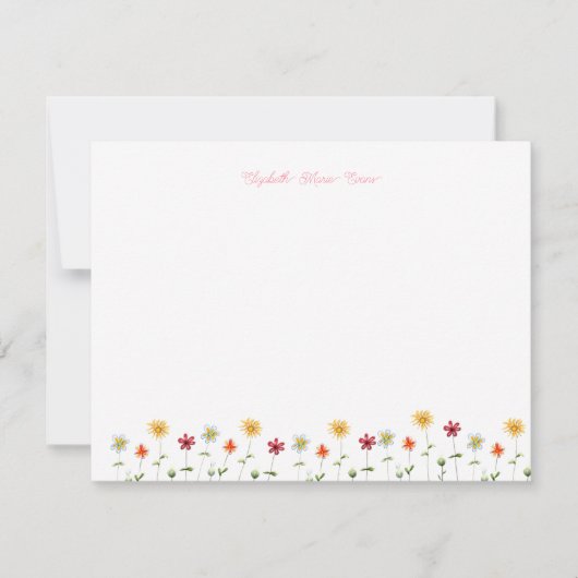 Schattig moderne whimsical bloemenpatroon roze mei notitiekaartje (Voorkant)