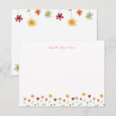 Schattig moderne whimsical bloemenpatroon roze mei notitiekaartje (Voorkant / Achterkant)