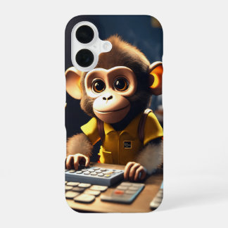 Schattig Monkey Accountant iPhone 16 Hoesje