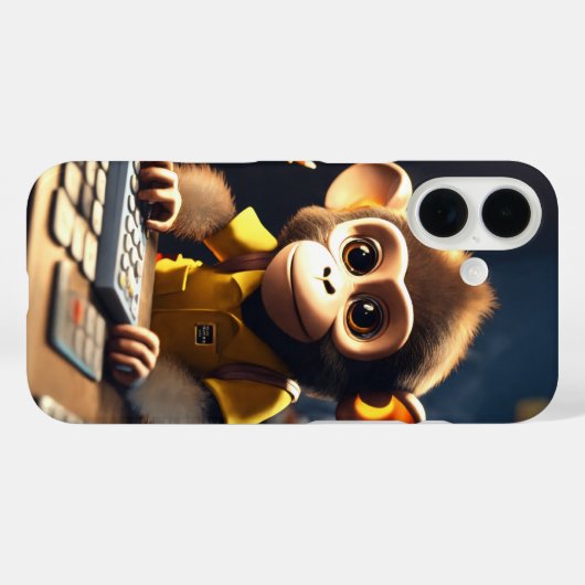 Schattig Monkey Accountant iPhone 16 Hoesje (Achterkant (horizontaal))