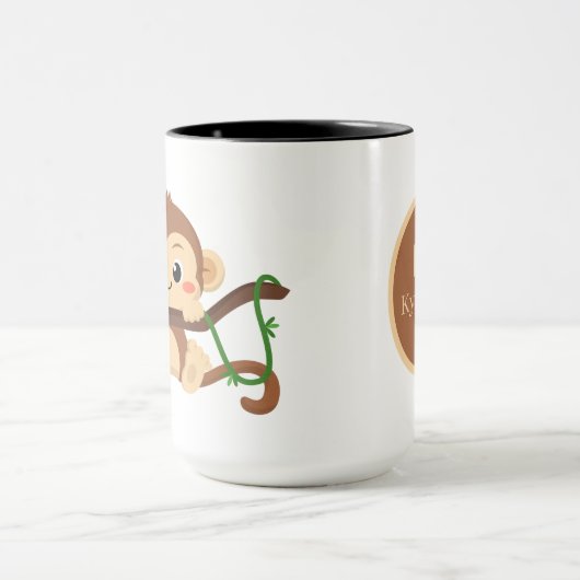 schattig monogram aap naam toevoegen Mok (Midden)