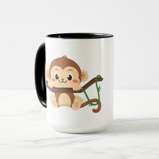 schattig monogram aap naam toevoegen Mok (Voorkant links)