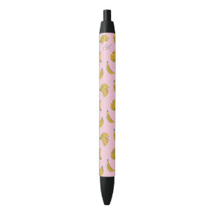 Schattig Monogram Gele Bananen in Roze Achtergrond Blauwe Inkt Pen