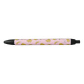 Schattig Monogram Gele Bananen in Roze Achtergrond Blauwe Inkt Pen (Voorkant)