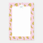 Schattig Monogram Gele Bananen in Roze Achtergrond Post-it® Notes (Voorkant)