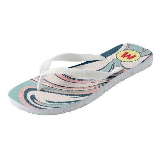 Schattig monogram l Mooi marmer l Blauw Teenslippers (Schuin)