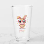 Schattig monogram meisjesachtig konijn met bril glas (Voorkant)