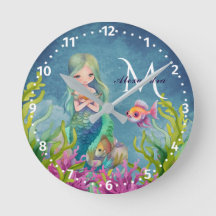Schattig monogram naam waterverf Zeemeermin