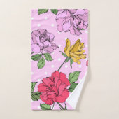 Schattig monogram retro stijl Flowers Paarse Bad Handdoek (Handdoek)