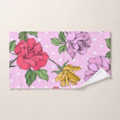 Schattig monogram retro stijl Flowers Paarse Bad Handdoek (Handdoek)