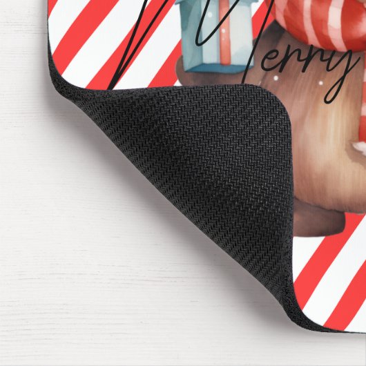 Schattig monogram Rode witte strepen Ornamenten Muismat (Hoek)