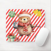 Schattig monogram Rode witte strepen Ornamenten Muismat (Met muis)