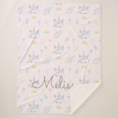 schattig monogram unicorn emoji pastel sherpa deken (Voorkant)
