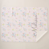 schattig monogram unicorn emoji pastel sherpa deken (Voorkant (horizontaal))