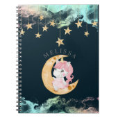 schattig monogram voor eenhoornnacht notitieboek (Voorkant)