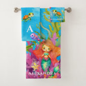 Schattig Monogram Zeemeermin Zee Schildpad Dolfijn Bad Handdoek (Insitu)