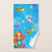 Schattig Monogram Zeemeermin Zee Schildpad Dolfijn Bad Handdoek (Handdoek)