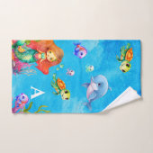 Schattig Monogram Zeemeermin Zee Schildpad Dolfijn Bad Handdoek (Handdoek)