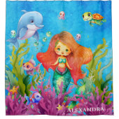 Schattig Monogram Zeemeermin Zee Schildpad Dolfijn Douchegordijn (Voorkant)