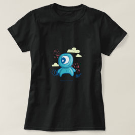 Schattig Monster Cartoon Karakterontwerp | Blauwe T-shirt