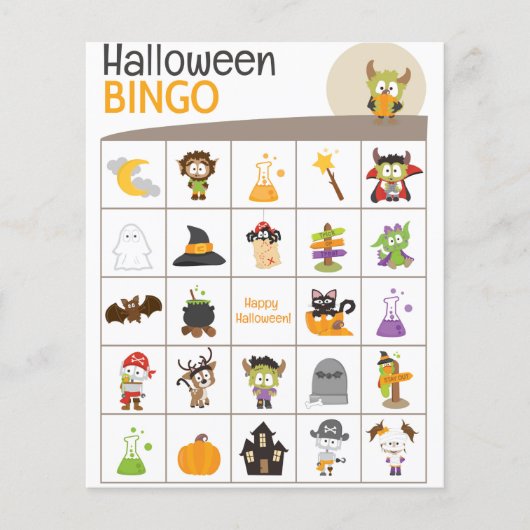Schattig Monster en pompoen Halloween BINGO Board! (Voorkant)