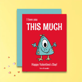 Schattig Monster Gelukkige Valentijnsdag Klaslokaa Notitiekaartje