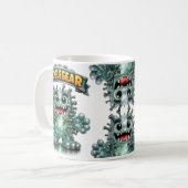 Schattig monster genaamd "Giggle Gear" Koffiemok (Voorkant links)