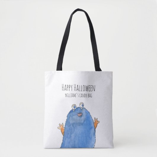 Schattig Monster Snoep Monogram Custom Halloween T Tote Bag (Voorkant)