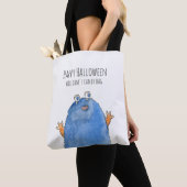 Schattig Monster Snoep Monogram Custom Halloween T Tote Bag (Dichtbij)
