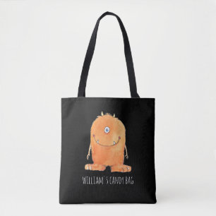 Schattig Monster Snoep Monogram Custom Halloween Tote Bag