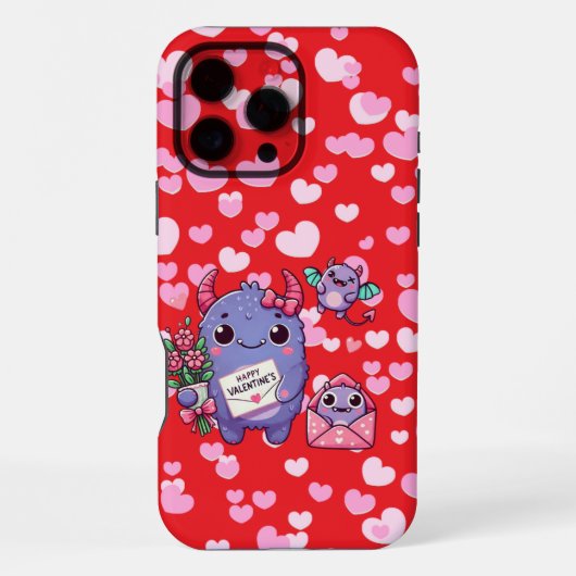 Schattig monster Valentijnsdag iPhone Hoesje (Achterkant)