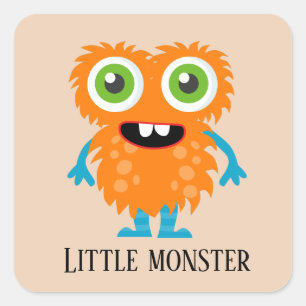 schattig monster voegt tekst toe vierkante sticker