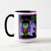 Schattig monster zwart kat spooky Paarse  Mok (Links)