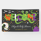 Schattig Monsters Halloween Baby shower Welkom Spandoek (Horizontaal)