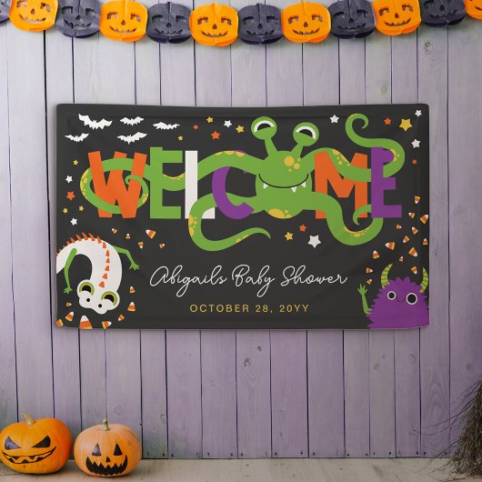 Schattig Monsters Halloween Baby shower Welkom Spandoek