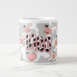 Schattig “Moo Cow” Cartoonontwerp Grote Koffiekop