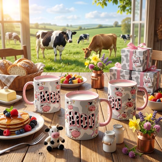 Schattig “Moo Cow” Cartoonontwerp Mok