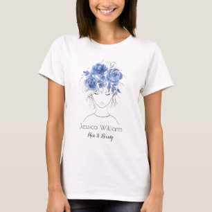 Schattig mooi meisje blauwe aquarelrozen-Floraal T-shirt