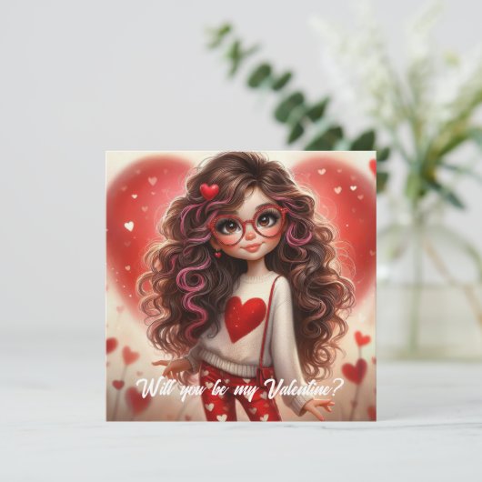 Schattig mooi pittig meisje wees mijn Valentijn Feestdagenkaart (Staand voorkant)