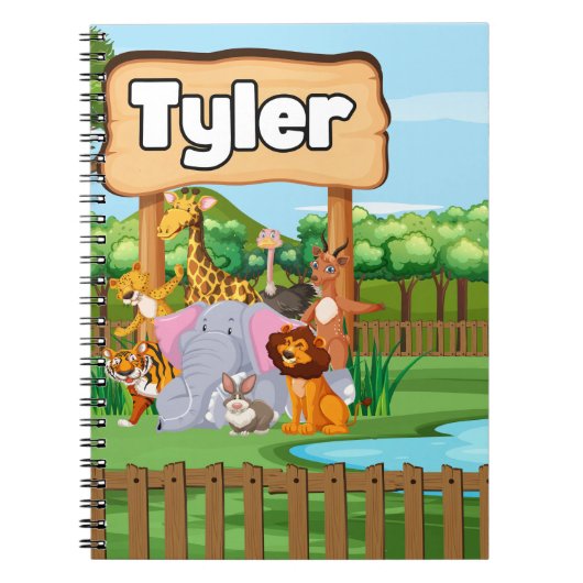 Schattig Mooie Dierentuin Dieren Kinderen Notitieboek (Voorkant)